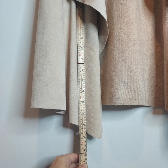 Calvin Klein Faux Suede Sweater Open Waterfall Draped Vest - Picture 5 of 9